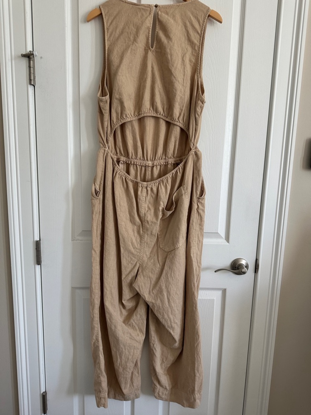 Sleeveless Universal Thread V-Neck Wide-Leg Jumpsuit in Tan - Picture 5 of 11